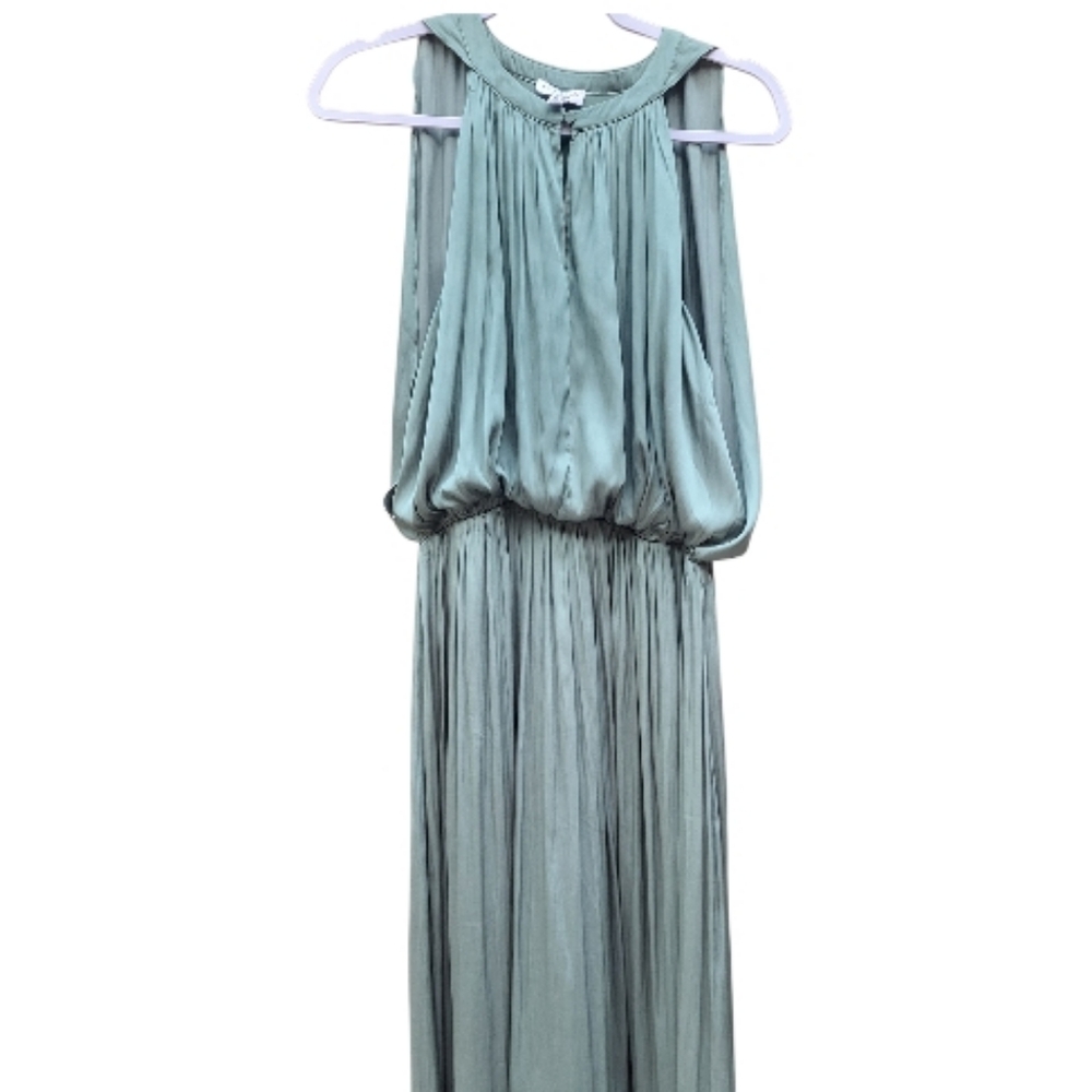 Current Air Sage Green Pleated Sleeveless Dress